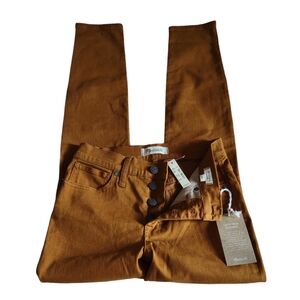 NWT Madewell Size 25 9" High Rise Skinny Button Fly Burnt Sienna Jeans